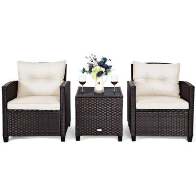 Costway Havegruppe med Rattan og Naturlig Fiber - 3 Stykker - Belastning 180KG Costway Havegruppe med Rattan og Naturlig Fiber - 3 Stykker - Belastning 180KG