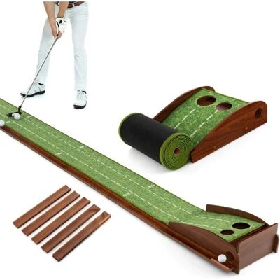 Costway - Putting Mat 302cm - 2 Trous - Golf Putting Mat - Publicité Costway - Putting Mat 302cm - 2 Trous - Golf Putting Mat - Publicité