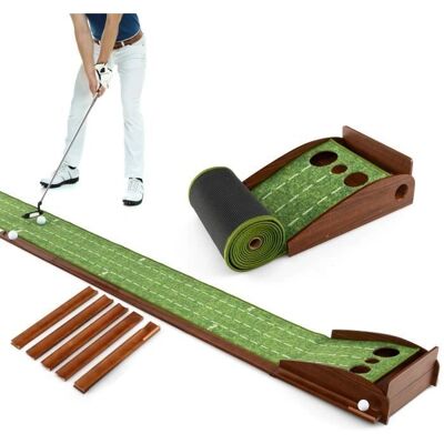 Tapis de Putting Golf Costway - Retour Automatique - 302cm - 3 Trous - Portable - Publicité Tapis de Putting Golf Costway - Retour Automatique - 302cm - 3 Trous - Portable - Publicité