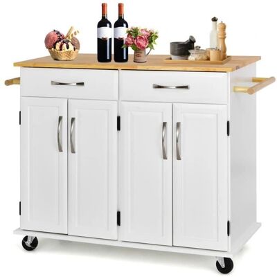 Carro de Cocina Costway - Estantes Ajustables - 2 Cajones - Blanco Carro de Cocina Costway - Estantes Ajustables - 2 Cajones - Blanco