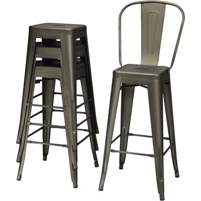 Taburete de Barra de Metal Costway - 76cm - Ergonómico y Robusto - Pack de 4 Taburete de Barra de Metal Costway - 76cm - Ergonómico y Robusto - Pack de 4