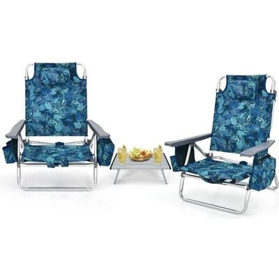Costway - Beach Set - 2 Chaises - Table Aluminium - Camping - Publicité Costway - Beach Set - 2 Chaises - Table Aluminium - Camping - Publicité