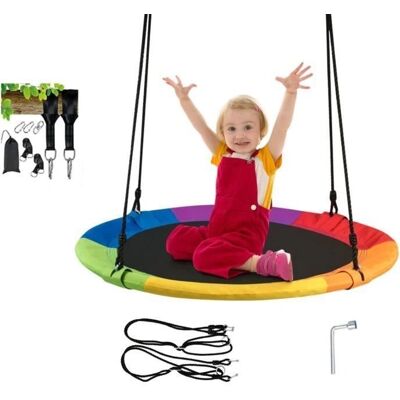 Balancier Nid d'Oiseau Rond 100cm Support Extérieur 150kg Multicolore - Publicité Balancier Nid d'Oiseau Rond 100cm Support Extérieur 150kg Multicolore - Publicité