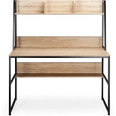 CostwayBureau Natural Escritorio multifuncional de 120cm con estantería CostwayBureau Natural Escritorio multifuncional de 120cm con estantería