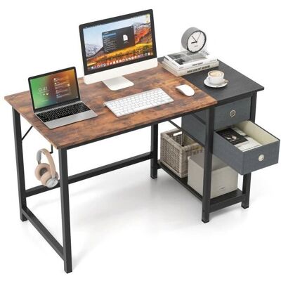 Costway - 120cm Modern Computer Desk - Marron Rustique - Bureau - Publicité Costway - 120cm Modern Computer Desk - Marron Rustique - Bureau - Publicité