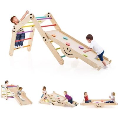Conjunto de Escalada Montessori de Madera para Bebés - Colorido y Plegable Conjunto de Escalada Montessori de Madera para Bebés - Colorido y Plegable