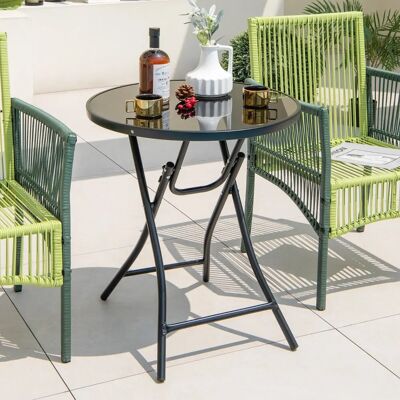 Costway - Ø 59 cm Runder Glass Bistrotisch Costway - Ø 59 cm Runder Glass Bistrotisch