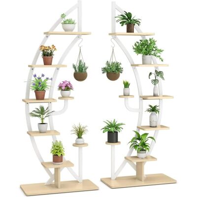 Étagère à Fleurs Blanche en Métal à 7 Niveaux - Support pour Plantes - Publicité Étagère à Fleurs Blanche en Métal à 7 Niveaux - Support pour Plantes - Publicité