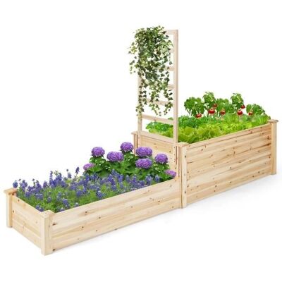 Lits de jardin en bois Costway avec treillis - Pin naturel - 223x64x134CM - Publicité Lits de jardin en bois Costway avec treillis - Pin naturel - 223x64x134CM - Publicité