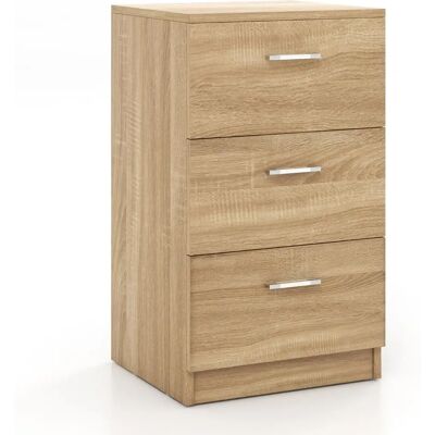 Costway - 3-Drawer MDF - Natural - Table de nuit - Publicité Costway - 3-Drawer MDF - Natural - Table de nuit - Publicité