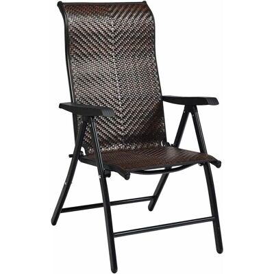 Silla Plegable de Jardín Costway con Respaldo Ajustable - Marrón Silla Plegable de Jardín Costway con Respaldo Ajustable - Marrón