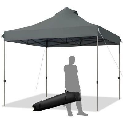 Costway Pabellón de Jardín - 3x3M, Altura Ajustable, Impermeable, Gris - Tienda de Jardín Costway Pabellón de Jardín - 3x3M, Altura Ajustable, Impermeable, Gris - Tienda de Jardín