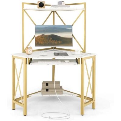 Costway Escritorio Esquina Blanco - Ahorra Espacio, Multifuncional, con USB, 150kg Costway Escritorio Esquina Blanco - Ahorra Espacio, Multifuncional, con USB, 150kg
