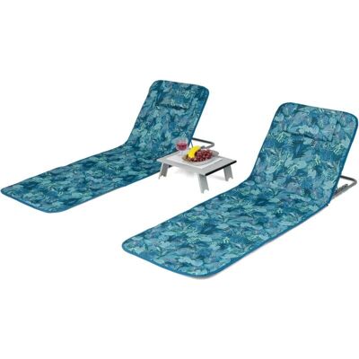 Conjunto de Esteras y Mesa de Playa Costway - Azul y Verde, Ajustable, Ligero Conjunto de Esteras y Mesa de Playa Costway - Azul y Verde, Ajustable, Ligero