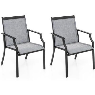 Sillas de Jardín Costway - Asiento Grande 50cm, Ergonómico, Marco Metálico Antióxido Sillas de Jardín Costway - Asiento Grande 50cm, Ergonómico, Marco Metálico Antióxido