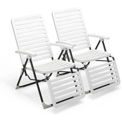 Costway - Leżak tarasowy - Biały - Zestaw 2 szt. - Lounge chair Costway - Leżak tarasowy - Biały - Zestaw 2 szt. - Lounge chair