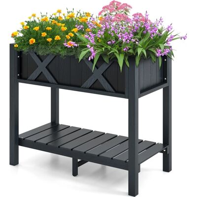 Costway - Podniesiona grządka HIPS - Czarny - 86x45x73 cm Costway - Podniesiona grządka HIPS - Czarny - 86x45x73 cm