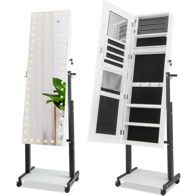 Costway Armario de Joyas - Espejo LED de Cuerpo Entero, Altura Ajustable Costway Armario de Joyas - Espejo LED de Cuerpo Entero, Altura Ajustable