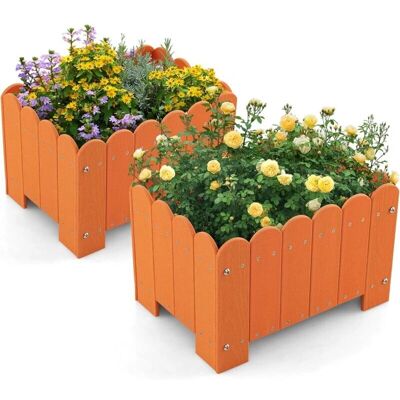 Costway Rectangular HDPE Raised Planter 45x32x30cm - Naranja - 2-pack - Planter Costway Rectangular HDPE Raised Planter 45x32x30cm - Naranja - 2-pack - Planter