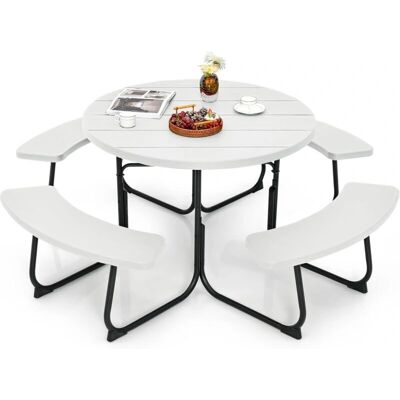 Costway Conjunto de Mesa de Picnic Circular - 135KG - 8 Plazas Costway Conjunto de Mesa de Picnic Circular - 135KG - 8 Plazas