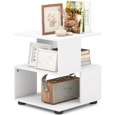 Costway Mesa Auxiliar - Diseño cuadrado moderno en 'S' de 3 niveles - Montaje fácil Costway Mesa Auxiliar - Diseño cuadrado moderno en 'S' de 3 niveles - Montaje fácil