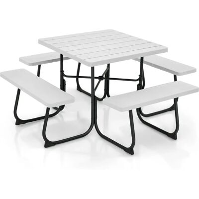 Ensemble Costway Table de Pique-Nique Blanche - Jardin, 8 Personnes - Publicité Ensemble Costway Table de Pique-Nique Blanche - Jardin, 8 Personnes - Publicité