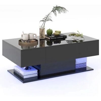 Mesa de Centro LED Moderna de Costway - Almacenamiento de 2 Niveles y Luces Coloridas Mesa de Centro LED Moderna de Costway - Almacenamiento de 2 Niveles y Luces Coloridas
