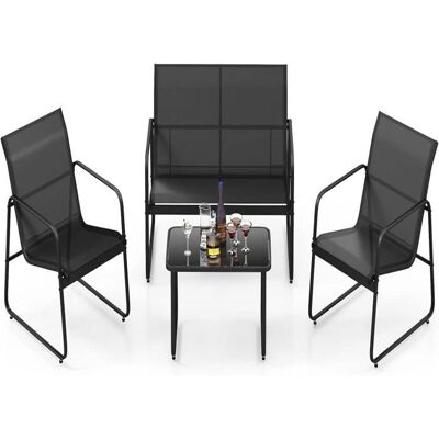 Conjunto de Muebles de Jardín Costway - Mesa, Sofá, 2 Sillas - Exterior Conjunto de Muebles de Jardín Costway - Mesa, Sofá, 2 Sillas - Exterior