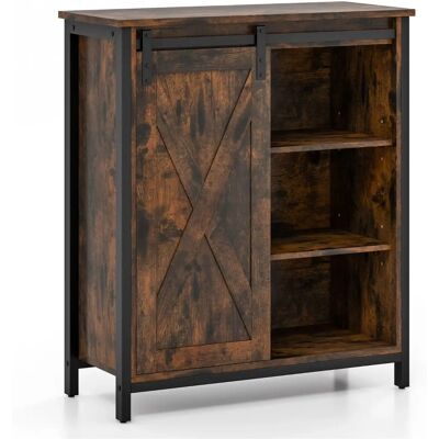 Costway Armario de Almacenamiento Rústico con Puerta Corredera - Mueble Costway Armario de Almacenamiento Rústico con Puerta Corredera - Mueble