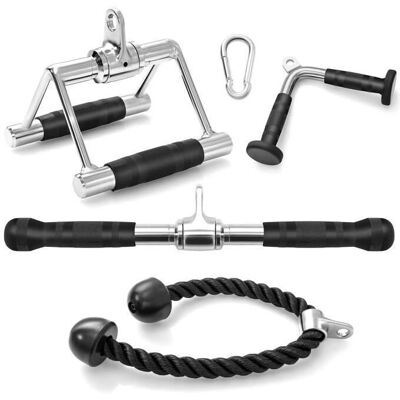 Ensemble d'accessoires pour machine à câbles Costway - Poignée en V, Poignée en D, Barre rotative, Corde de triceps - Publicité Ensemble d'accessoires pour machine à câbles Costway - Poignée en V, Poignée en D, Barre rotative, Corde de triceps - Publicité