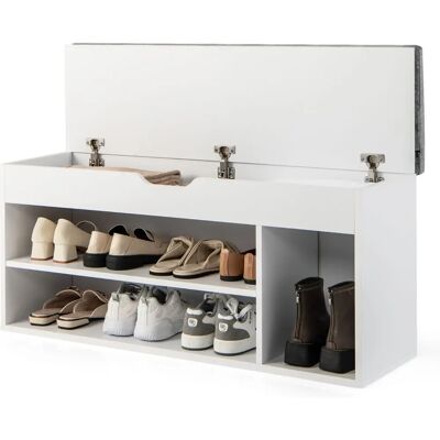 Costway - Banc de chaussures - 3 Compartiments - Coussiné - MDF - Publicité Costway - Banc de chaussures - 3 Compartiments - Coussiné - MDF - Publicité