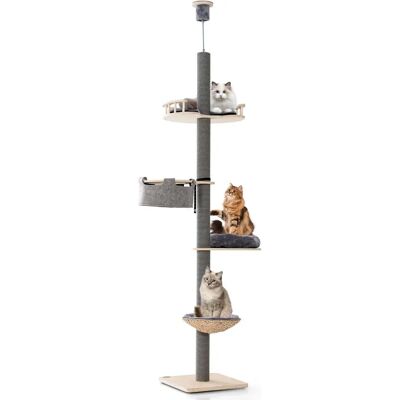 Arbre à Chat Costway - Hauteur Réglable 236-271cm - Gris - Publicité Arbre à Chat Costway - Hauteur Réglable 236-271cm - Gris - Publicité
