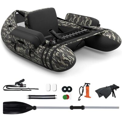 Costway Opblaasbare Visboot - 135x109x54 cm Camouflage - Verstelbare Rugleuning Costway Opblaasbare Visboot - 135x109x54 cm Camouflage - Verstelbare Rugleuning