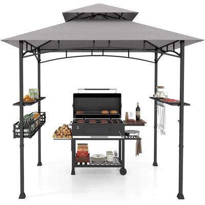 Costway Gazebo Portable pour Barbecue - 242x153cm, Toit double, Étagères latérales, Panier de rangement - Abri BBQ - Publicité Costway Gazebo Portable pour Barbecue - 242x153cm, Toit double, Étagères latérales, Panier de rangement - Abri BBQ - Publicité