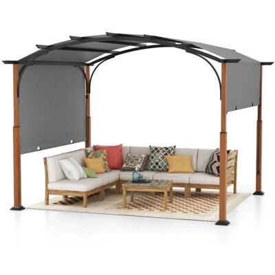 Costway Pergola gris 300x360cm - Sombrilla de jardín retráctil Costway Pergola gris 300x360cm - Sombrilla de jardín retráctil