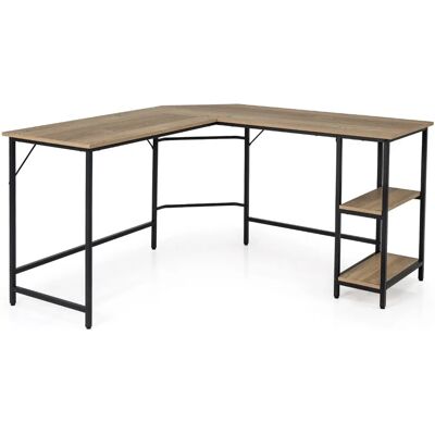 Costway - Bureau informatique en L 138 cm - Acier au carbone - Desk - Publicité Costway - Bureau informatique en L 138 cm - Acier au carbone - Desk - Publicité