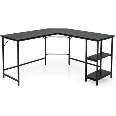 Costway - L-Shape 138cm - acier au carbone - Noir - Desk - Publicité Costway - L-Shape 138cm - acier au carbone - Noir - Desk - Publicité