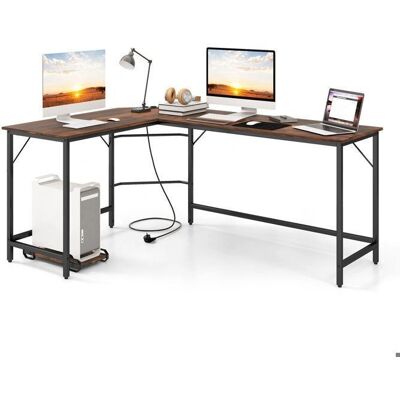Costway - 168 cm en L - Marron - Bureau d'angle - Publicité Costway - 168 cm en L - Marron - Bureau d'angle - Publicité