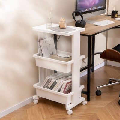 Costway - 3-Tier Rolling Cart - 3-Tier - White - Cart - Publicité Costway - 3-Tier Rolling Cart - 3-Tier - White - Cart - Publicité