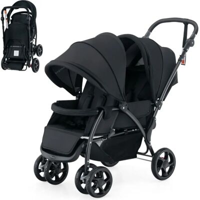 Costway - Double Foldable - 2 Sièges - Poussette - Publicité Costway - Double Foldable - 2 Sièges - Poussette - Publicité