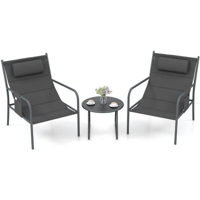 Costway - Balkonmöbel Set 3-tlg. - Grau - Patio Bistro Set Costway - Balkonmöbel Set 3-tlg. - Grau - Patio Bistro Set