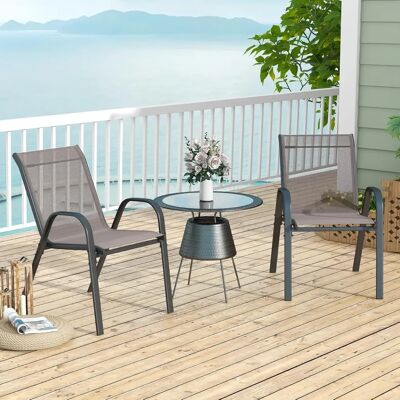 Costway - 4erSet - Textilene - Metallrahmen - Gartenstuhl-Set Costway - 4erSet - Textilene - Metallrahmen - Gartenstuhl-Set
