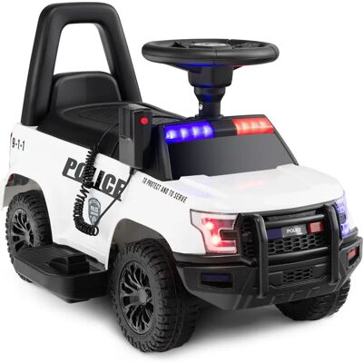 Costway - Coche policía con asiento - Batería 6V - Coche policía a pedales Costway - Coche policía con asiento - Batería 6V - Coche policía a pedales