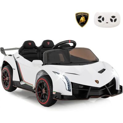 Coche eléctrico infantil Lamborghini Costway - Blanco - 12V, Control remoto, Puertas dobles, 4 motores Coche eléctrico infantil Lamborghini Costway - Blanco - 12V, Control remoto, Puertas dobles, 4 motores