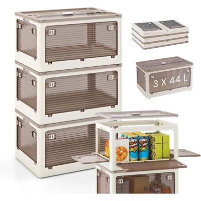 Costway - 3 Bacs de rangement pliables - 44 L chacun - Publicité Costway - 3 Bacs de rangement pliables - 44 L chacun - Publicité