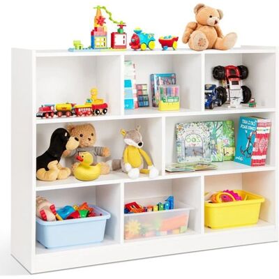 Costway - 3-Level 8-Case - 122x32x93 cm - Blanc - Bibliothèque - Publicité Costway - 3-Level 8-Case - 122x32x93 cm - Blanc - Bibliothèque - Publicité