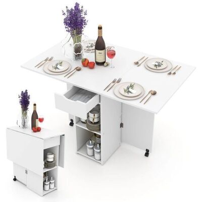 Costway - Table d Appoint Pliante - Blanco - 2 estantes - Mesa Costway - Table d Appoint Pliante - Blanco - 2 estantes - Mesa