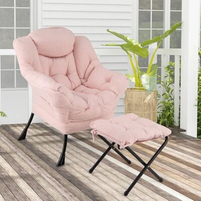 Costway - Ottomane Lounge Chair - Roze - Recliner Costway - Ottomane Lounge Chair - Roze - Recliner
