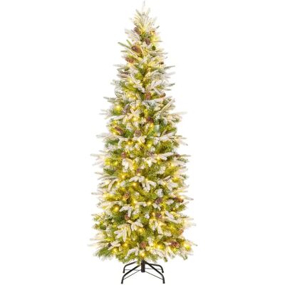 Sapin de Noël Costway 190cm - Pin enneigé - 671 Branches, 60 Pommes de pin, Pré-éclairé - Publicité Sapin de Noël Costway 190cm - Pin enneigé - 671 Branches, 60 Pommes de pin, Pré-éclairé - Publicité