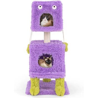 Árbol para Gatos Costway - Morado + Verde - Tema Monstruo de 3 Niveles Árbol para Gatos Costway - Morado + Verde - Tema Monstruo de 3 Niveles